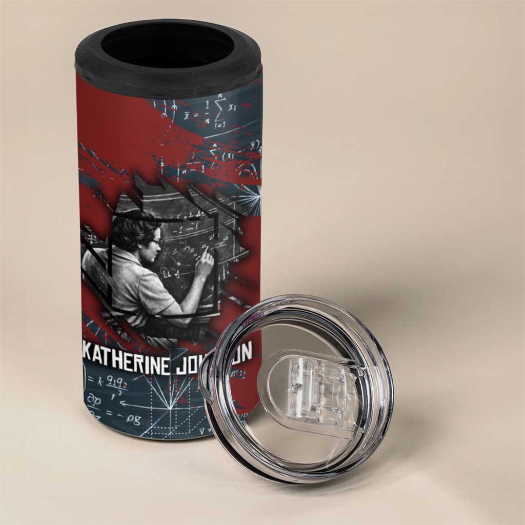 Katherine Johnson 4 in 1 Can Cooler Tumbler with Chalkboard Math Scene, Verify the Numbers Quote and Space Orbit - African Pride