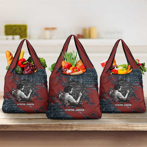 Katherine Johnson Grocery Bag with Chalkboard Math Scene, Verify the Numbers Quote and Space Orbit - African Pride