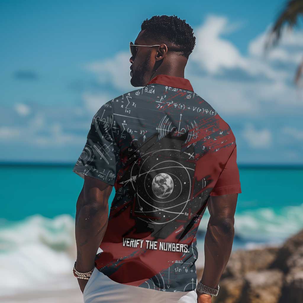 Katherine Johnson Hawaiian Shirt with Chalkboard Math Scene, Verify the Numbers Quote and Space Orbit - African Pride