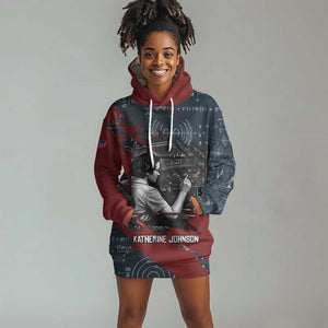 Katherine Johnson Hoodie Dress with Chalkboard Math Scene, Verify the Numbers Quote and Space Orbit - African Pride