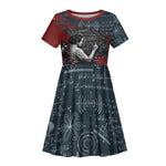 Katherine Johnson Kid Short Sleeve Dress with Chalkboard Math Scene, Verify the Numbers Quote and Space Orbit - African Pride