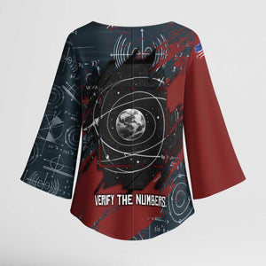 Katherine Johnson Kimono Sleeve Blouse with Chalkboard Math Scene, Verify the Numbers Quote and Space Orbit - African Pride