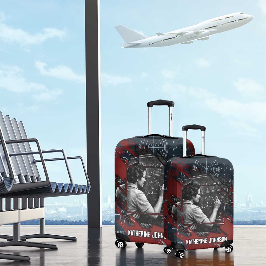 Katherine Johnson Luggage Cover with Chalkboard Math Scene, Verify the Numbers Quote and Space Orbit - African Pride