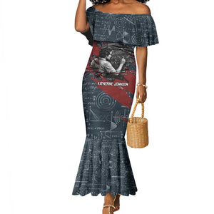 Katherine Johnson Mermaid Dress with Chalkboard Math Scene, Verify the Numbers Quote and Space Orbit - African Pride
