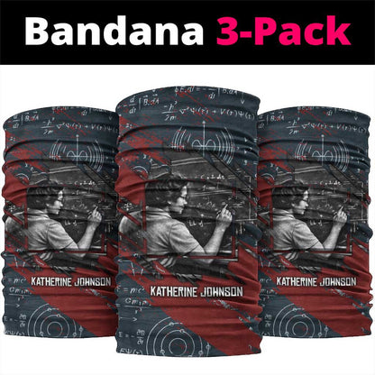 Katherine Johnson Neck Gaiter with Chalkboard Math Scene, Verify the Numbers Quote and Space Orbit - African Pride