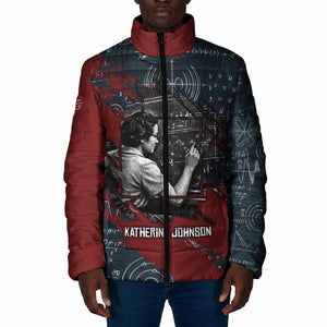 Katherine Johnson Padded Jacket with Chalkboard Math Scene, Verify the Numbers Quote and Space Orbit - African Pride