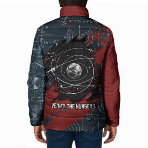 Katherine Johnson Padded Jacket with Chalkboard Math Scene, Verify the Numbers Quote and Space Orbit - African Pride