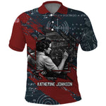 Katherine Johnson Polo Shirt with Chalkboard Math Scene, Verify the Numbers Quote and Space Orbit - African Pride