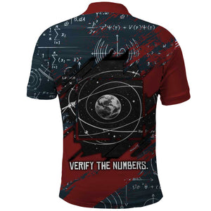Katherine Johnson Polo Shirt with Chalkboard Math Scene, Verify the Numbers Quote and Space Orbit - African Pride