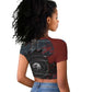 Katherine Johnson Raglan Cropped T shirt with Chalkboard Math Scene, Verify the Numbers Quote and Space Orbit - African Pride