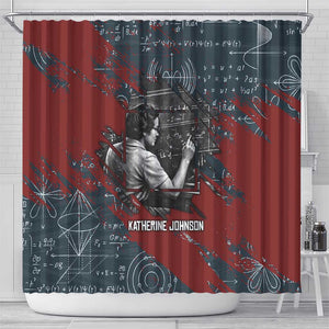 Katherine Johnson Shower Curtain with Chalkboard Math Scene, Verify the Numbers Quote and Space Orbit - African Pride