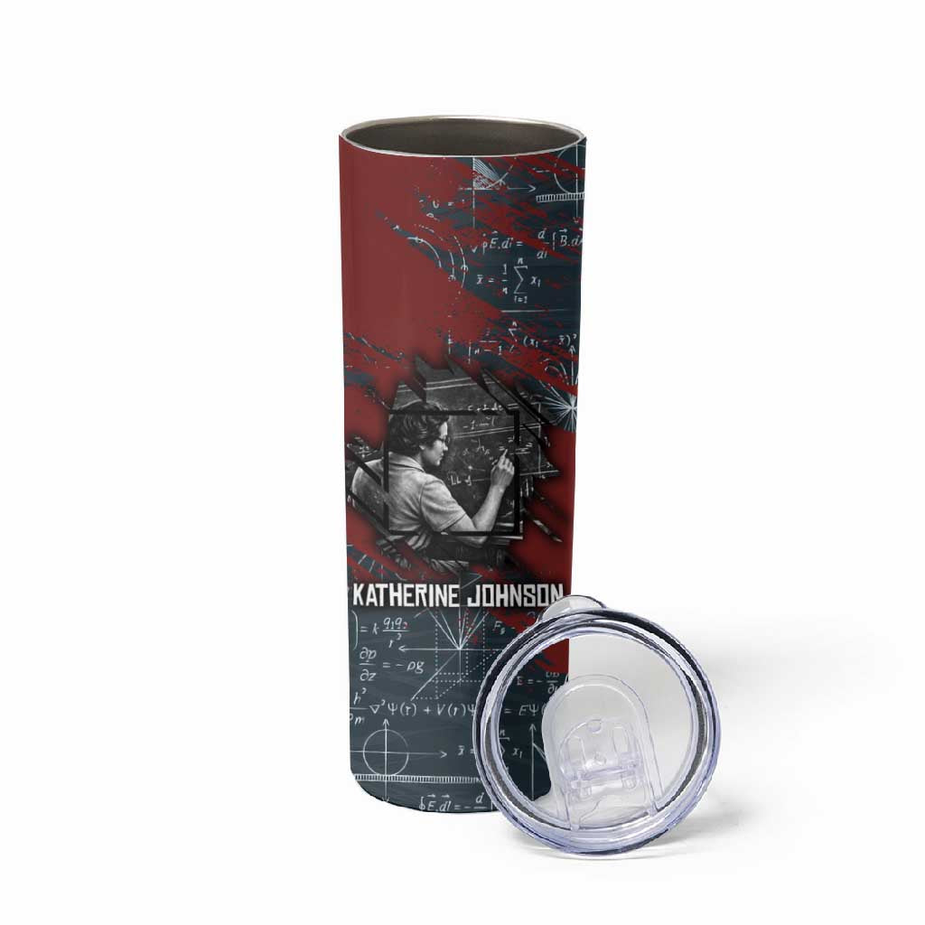 Katherine Johnson Skinny Tumbler with Chalkboard Math Scene, Verify the Numbers Quote and Space Orbit - African Pride