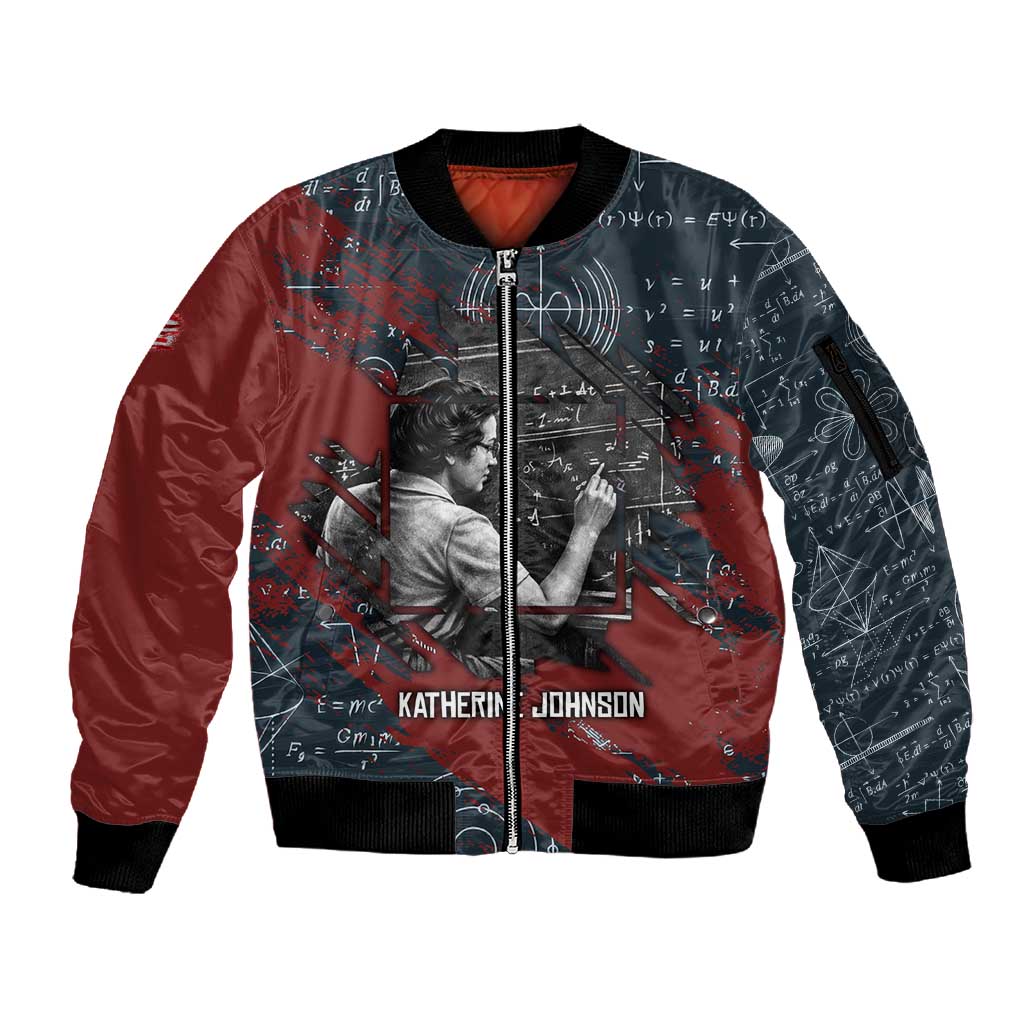 Math Jacket Katherine Johnson Sleeve Zip Bomber Jacket with Chalkboard Math Scene ...