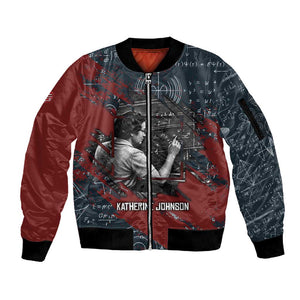Katherine Johnson Sleeve Zip Bomber Jacket with Chalkboard Math Scene, Verify the Numbers Quote and Space Orbit - African Pride