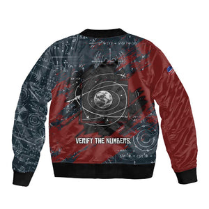 Katherine Johnson Sleeve Zip Bomber Jacket with Chalkboard Math Scene, Verify the Numbers Quote and Space Orbit - African Pride