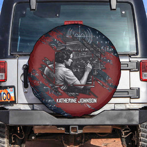 Katherine Johnson Spare Tire Cover with Chalkboard Math Scene, Verify the Numbers Quote and Space Orbit - African Pride