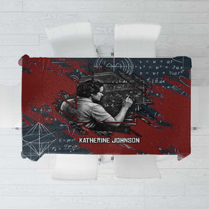 Katherine Johnson Tablecloth with Chalkboard Math Scene, Verify the Numbers Quote and Space Orbit - African Pride