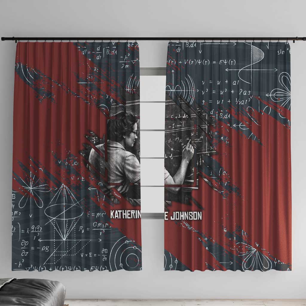 Katherine Johnson Window Curtain with Chalkboard Math Scene, Verify the Numbers Quote and Space Orbit - African Pride