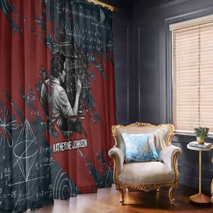 Katherine Johnson Window Curtain with Chalkboard Math Scene, Verify the Numbers Quote and Space Orbit - African Pride