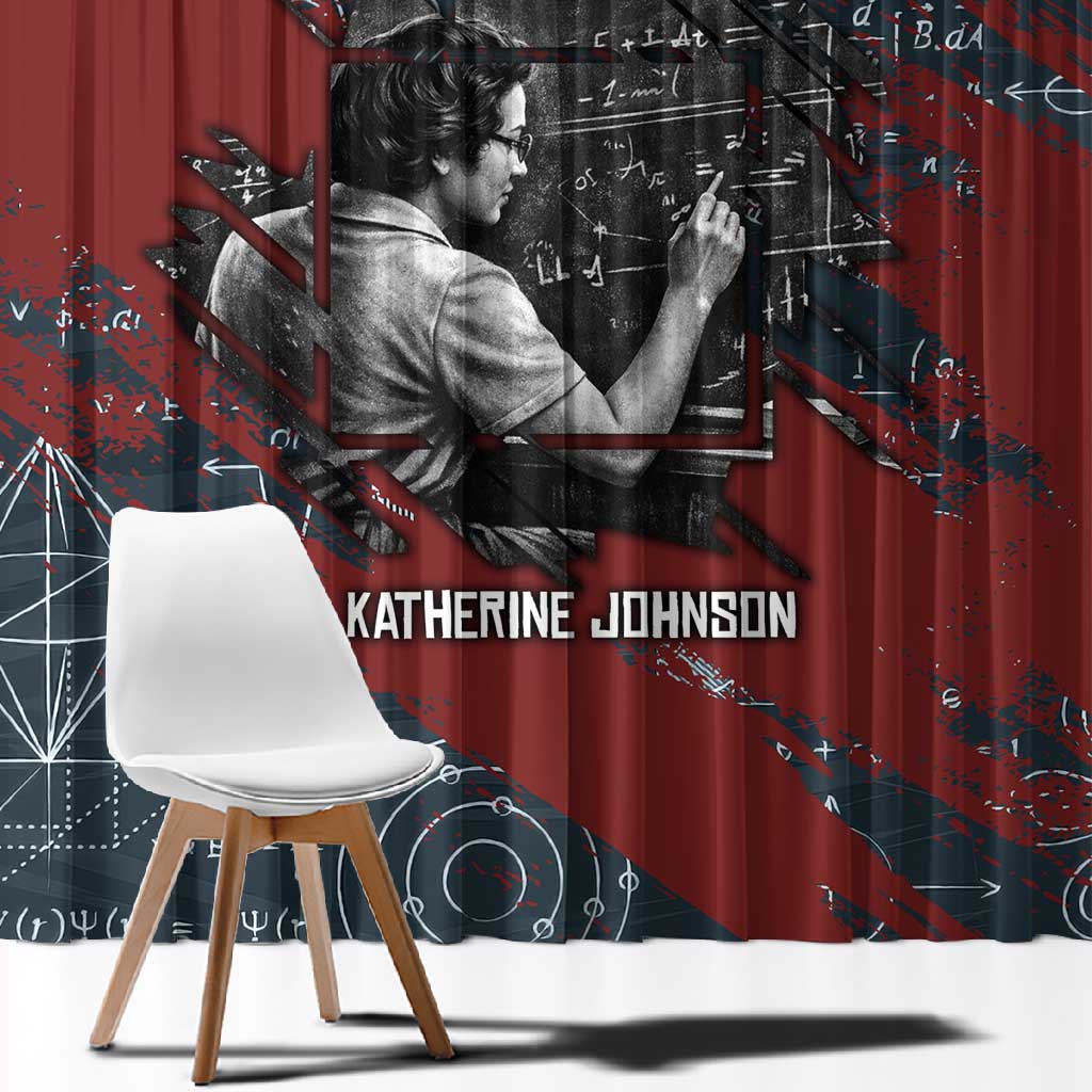 Katherine Johnson Window Curtain with Chalkboard Math Scene, Verify the Numbers Quote and Space Orbit - African Pride