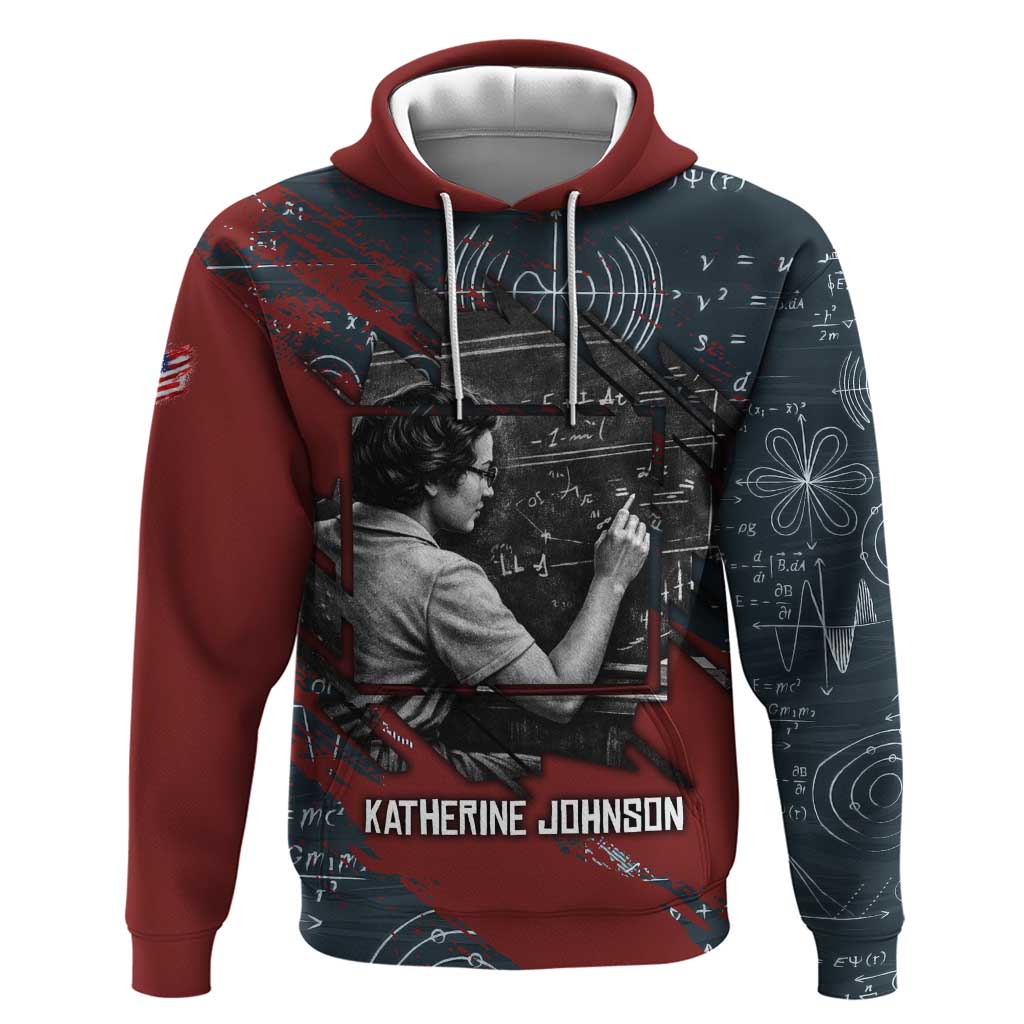 Katherine Johnson Zip Hoodie with Chalkboard Math Scene, Verify the Numbers Quote and Space Orbit - African Pride