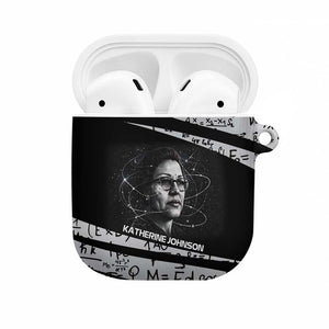 Katherine Johnson AirPods Case with Orbital Space Portrait, Historic NASA Launch Dates and Physics - African Pride