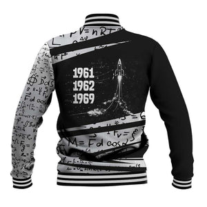 Katherine Johnson Baseball Jacket with Orbital Space Portrait, Historic NASA Launch Dates and Physics - African Pride