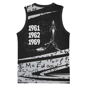 Katherine Johnson Basketball Jersey with Orbital Space Portrait, Historic NASA Launch Dates and Physics - African Pride