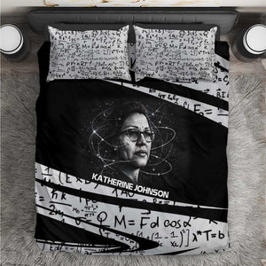 Katherine Johnson Bedding Set with Orbital Space Portrait, Historic NASA Launch Dates and Physics - African Pride