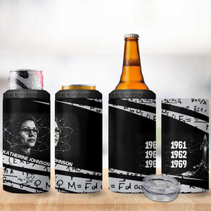 Katherine Johnson 4 in 1 Can Cooler Tumbler with Orbital Space Portrait, Historic NASA Launch Dates and Physics - African Pride