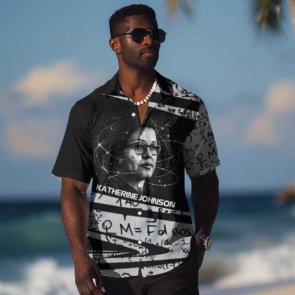 Katherine Johnson Hawaiian Shirt with Orbital Space Portrait, Historic NASA Launch Dates and Physics - African Pride