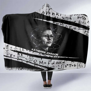 Katherine Johnson Hooded Blanket with Orbital Space Portrait, Historic NASA Launch Dates and Physics - African Pride