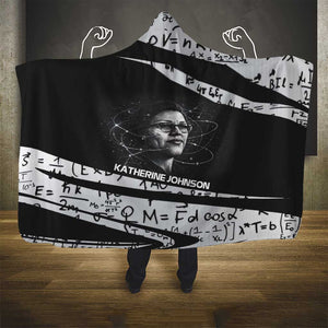 Katherine Johnson Hooded Blanket with Orbital Space Portrait, Historic NASA Launch Dates and Physics - African Pride