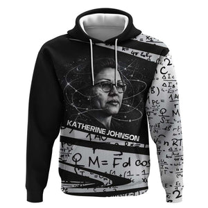 Katherine Johnson Hoodie with Orbital Space Portrait, Historic NASA Launch Dates and Physics - African Pride
