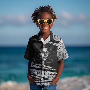 Katherine Johnson Kid Hawaiian Shirt with Orbital Space Portrait, Historic NASA Launch Dates and Physics - African Pride