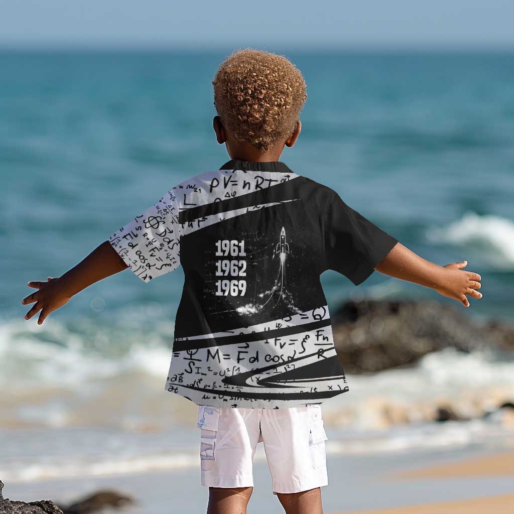 Katherine Johnson Kid Hawaiian Shirt with Orbital Space Portrait, Historic NASA Launch Dates and Physics - African Pride