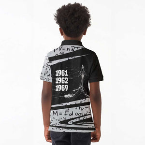 Katherine Johnson Kid Polo Shirt with Orbital Space Portrait, Historic NASA Launch Dates and Physics - African Pride