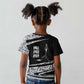 Katherine Johnson Kid T shirt with Orbital Space Portrait, Historic NASA Launch Dates and Physics - African Pride