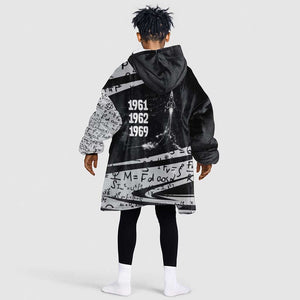 Katherine Johnson Kid Wearable Blanket Hoodie with Orbital Space Portrait, Historic NASA Launch Dates and Physics - African Pride