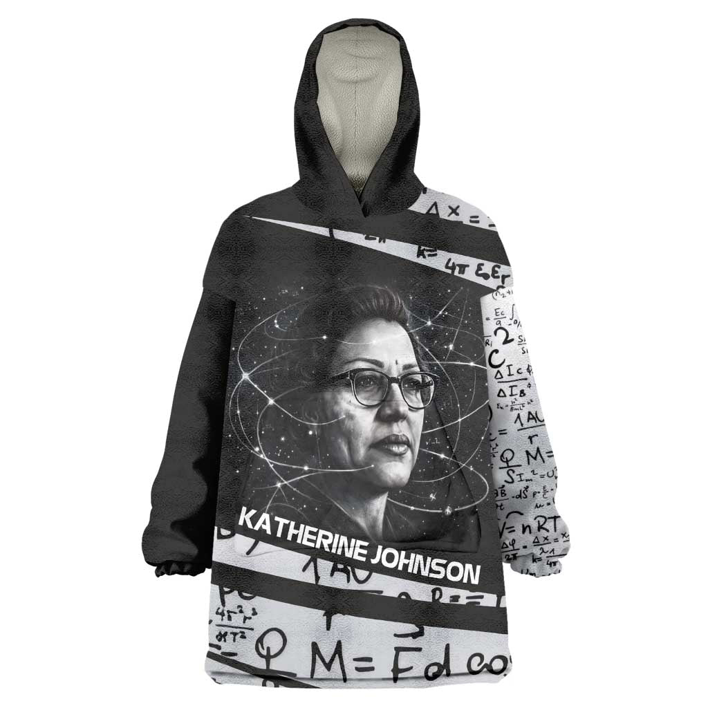 Katherine Johnson Kid Wearable Blanket Hoodie with Orbital Space Portrait, Historic NASA Launch Dates and Physics - African Pride
