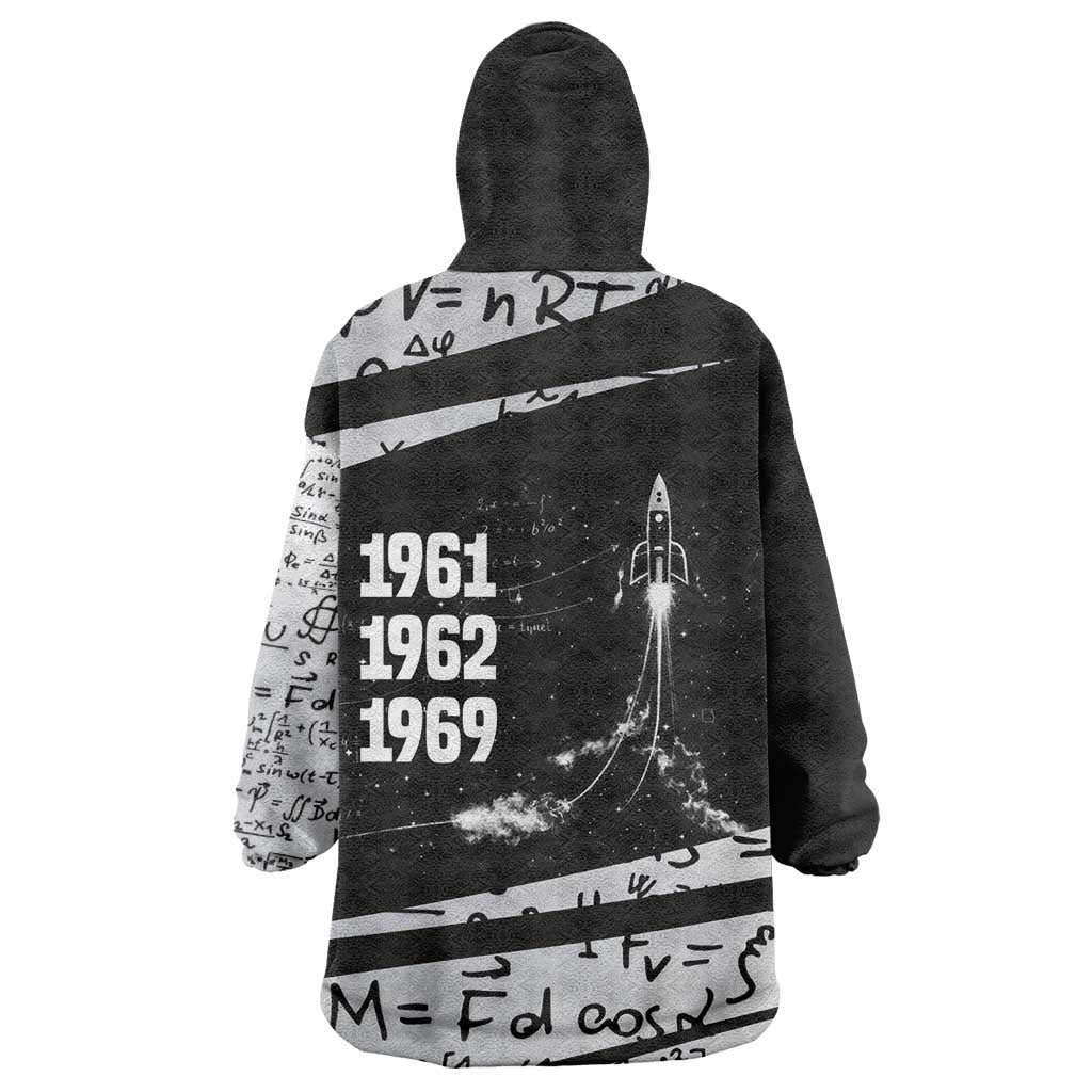Katherine Johnson Kid Wearable Blanket Hoodie with Orbital Space Portrait, Historic NASA Launch Dates and Physics - African Pride