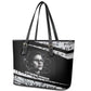 Katherine Johnson Leather Tote Bag with Orbital Space Portrait, Historic NASA Launch Dates and Physics - African Pride