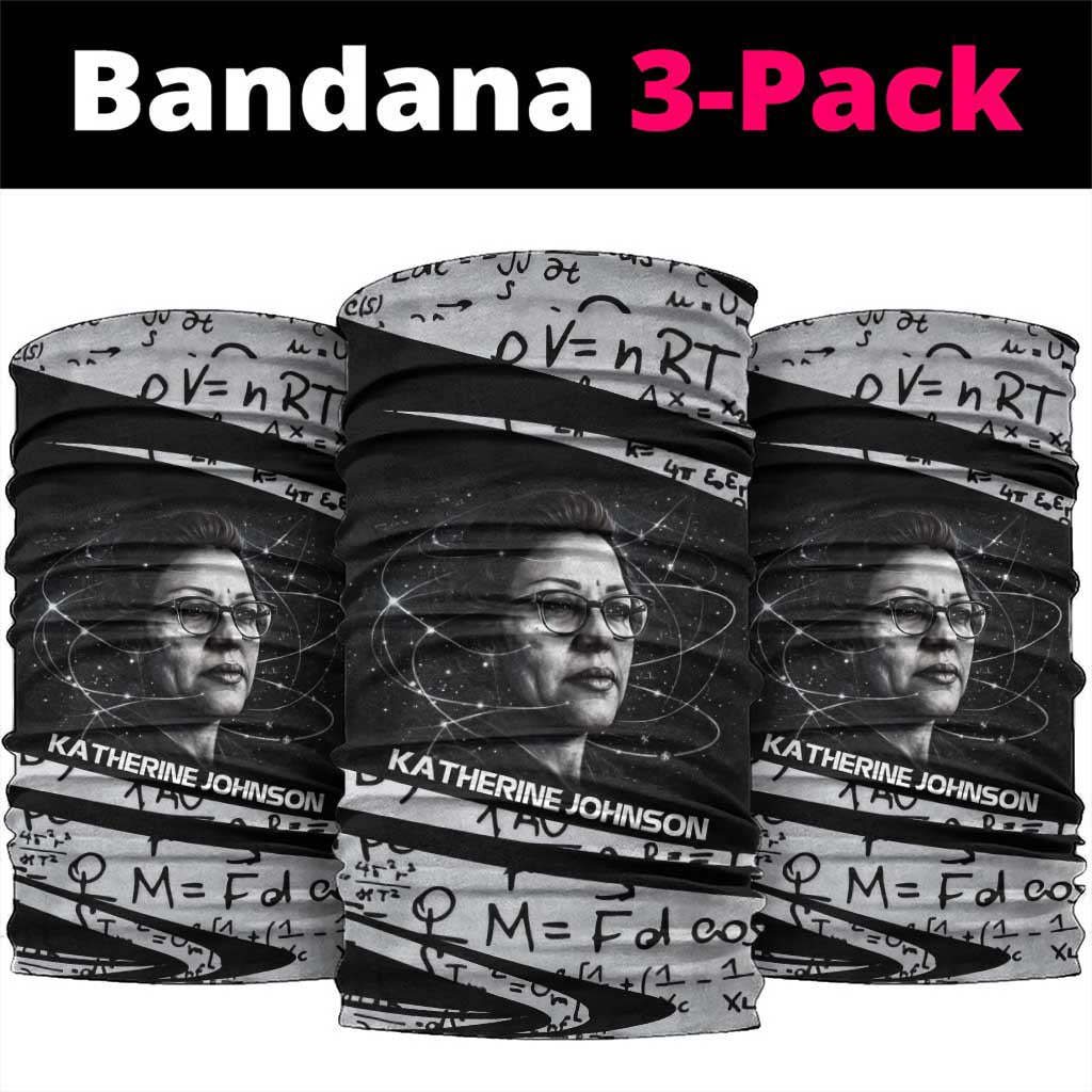 Katherine Johnson Neck Gaiter with Orbital Space Portrait, Historic NASA Launch Dates and Physics - African Pride