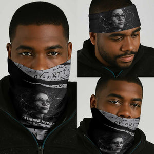 Katherine Johnson Neck Gaiter with Orbital Space Portrait, Historic NASA Launch Dates and Physics - African Pride