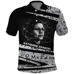 Katherine Johnson Polo Shirt with Orbital Space Portrait, Historic NASA Launch Dates and Physics - African Pride