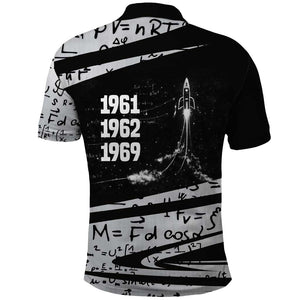 Katherine Johnson Polo Shirt with Orbital Space Portrait, Historic NASA Launch Dates and Physics - African Pride