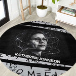 Katherine Johnson Round Carpet with Orbital Space Portrait, Historic NASA Launch Dates and Physics - African Pride