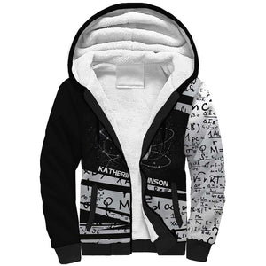 Katherine Johnson Sherpa Hoodie with Orbital Space Portrait, Historic NASA Launch Dates and Physics - African Pride