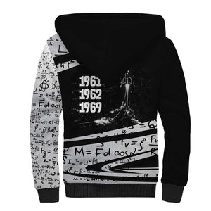 Katherine Johnson Sherpa Hoodie with Orbital Space Portrait, Historic NASA Launch Dates and Physics - African Pride