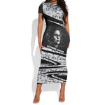 Katherine Johnson Short Sleeve Bodycon Dress with Orbital Space Portrait, Historic NASA Launch Dates and Physics - African Pride